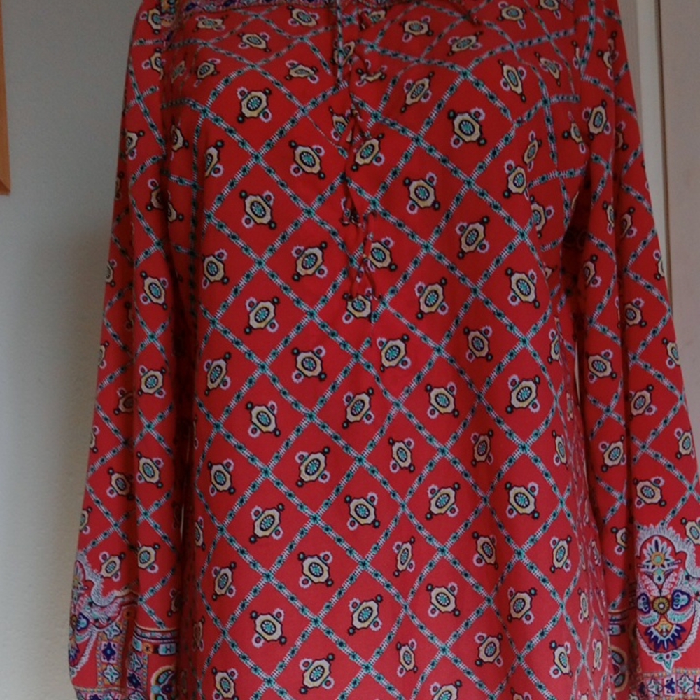 Nanette Lepore Coral and White Patterned Blouse